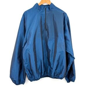 Vintage Wise Guy Mens Windbreaker OSFA Blue Nylon Iridescent Half Zip Gorpcore